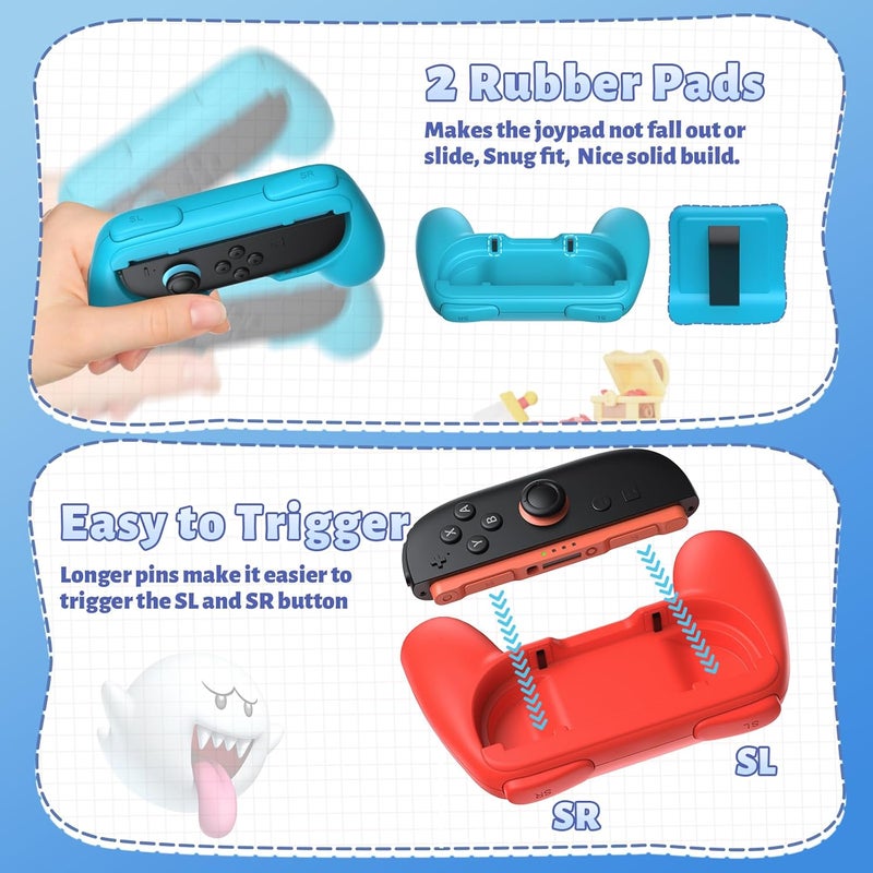 FASTSNAIL Grips for Nintendo Switch 2 (2025) for Joy-Con 2, Wear-Resistant & Anti-Slip Switch 2 Controllers Grips Handle Kit, Switch Holder Accessories for JoyCon 2 (Red,Blue) - Image 5